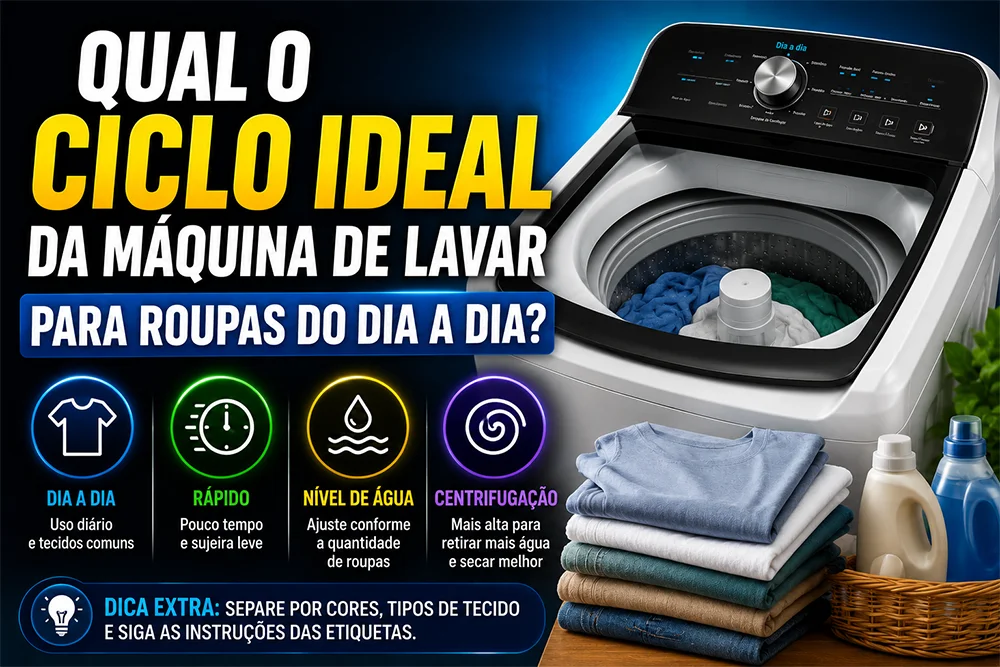 Qual o ciclo ideal da máquina de lavar para roupas do dia a dia?