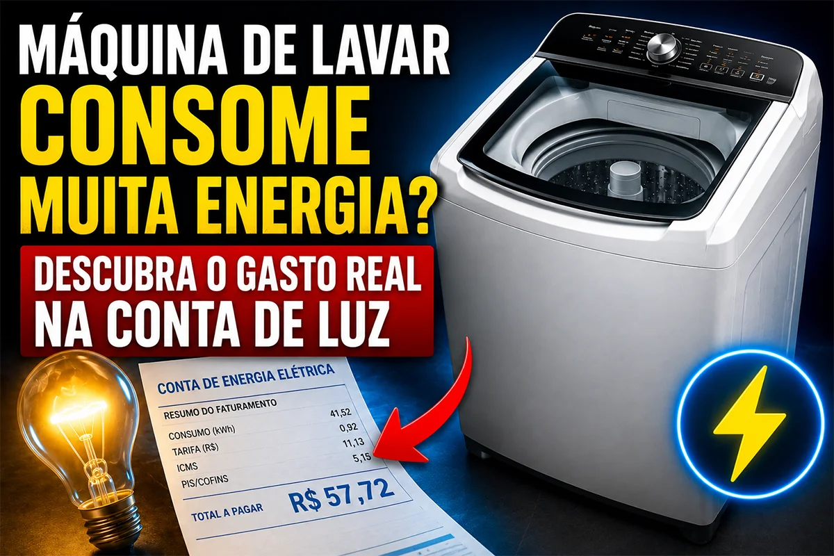 Máquina de lavar consome muita energia? Descubra o gasto real na conta de luz